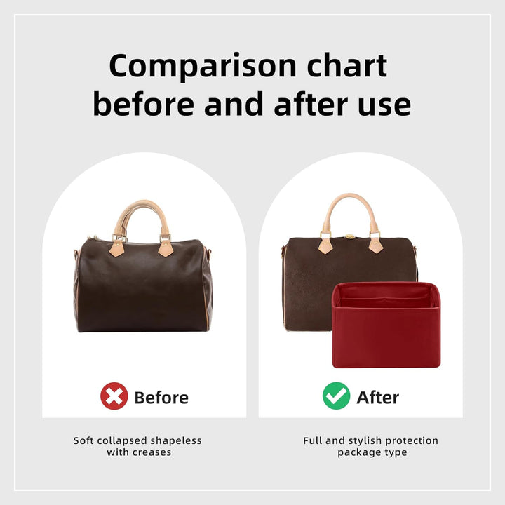 DGAZ Handtaschen Organizer Einsatz, Seide Handtaschenorganisator für LV Speedy Nano/20/25/30/35/40/4