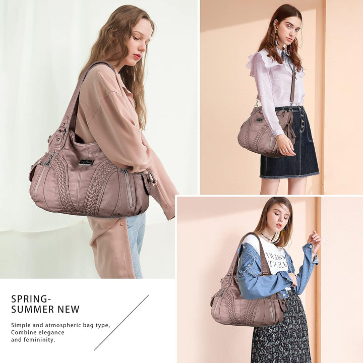 Angel Kiss Handtasche Damen Schultertasche Multifunktionale Umhängetaschen Wasserdicht PU Veganes Le