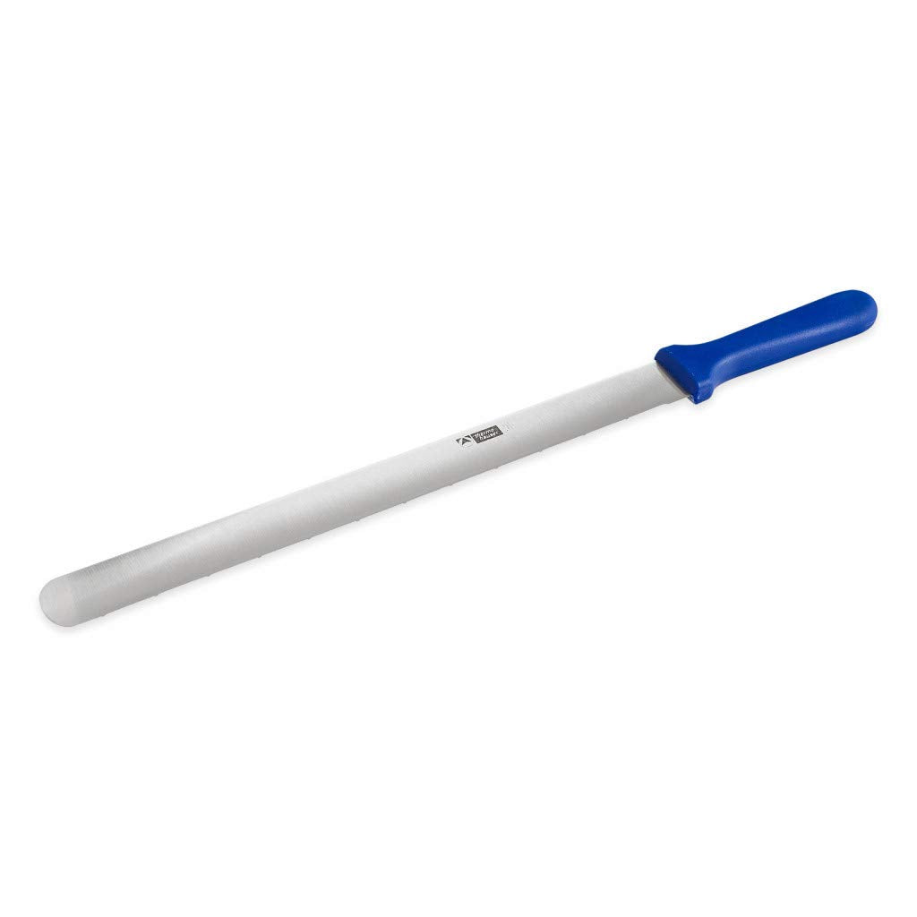 thermohauser Bäckermesser (Stahl, rostfrei), einseitiger Sägenschliff, mit blauem Kunststoffgriff, K