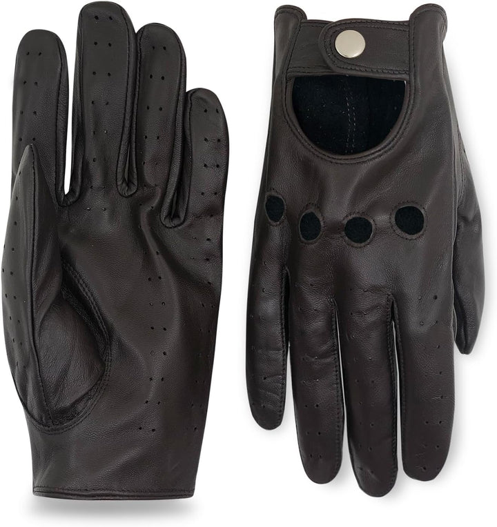 ZLUXURQ Herren Luxus 100% Schaffell Fahrhandschuhe-Weiches hochwertiges Leder Medium(21.6-22.9cm) Du