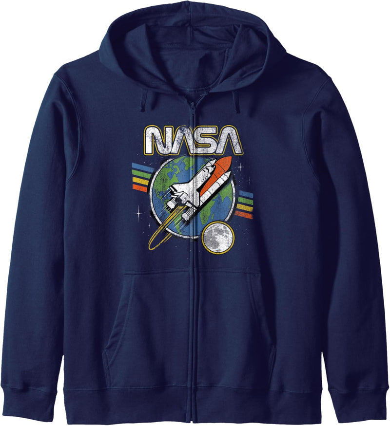 NASA Blast Off Retro Rainbow Stripes Kapuzenjacke