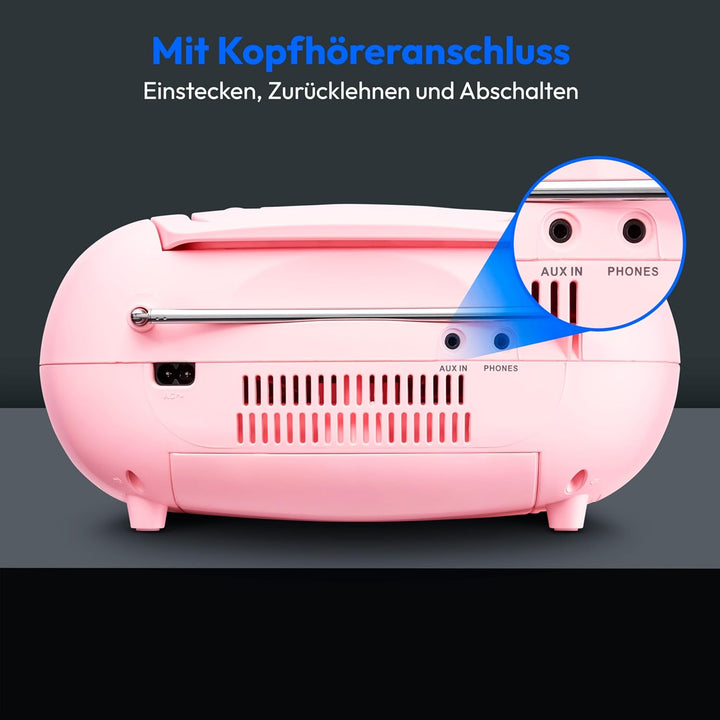 MEDION E66476 Stereo Sound System (Boombox, CD-Player, MP3, Kassette, tragbarer Kassettenspieler für