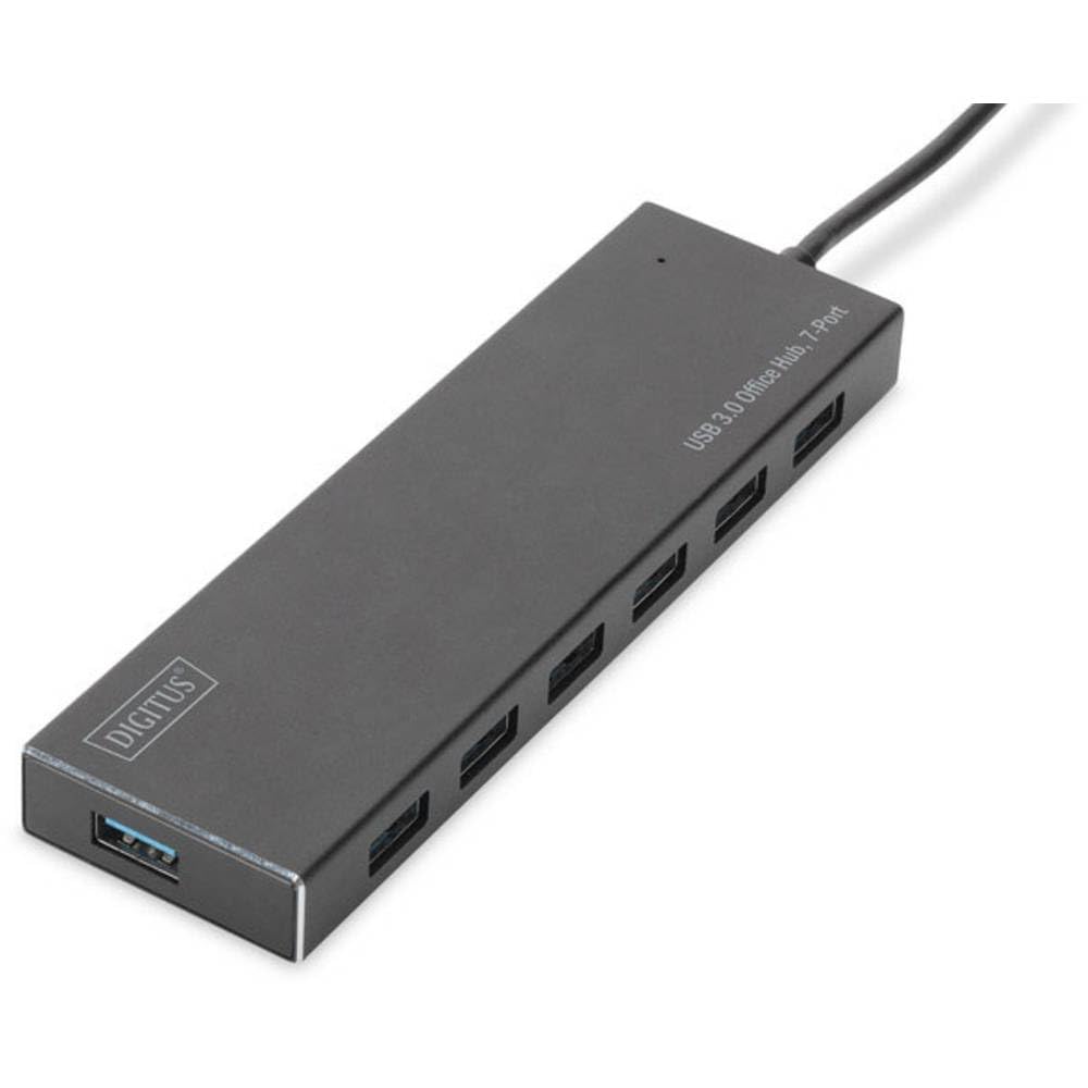 DIGITUS USB-Hub - 7 Ports - Super-Speed USB 3.0 - 5 GBit/s - Plug&Play - Aluminium-Gehäuse - Schwarz