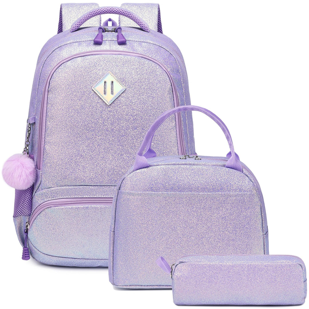 Kimwadalh Schultaschen Kinder Mädchen Rucksack Glitzer Kinerrucksack Schultaschen Set Bunte Schulruc