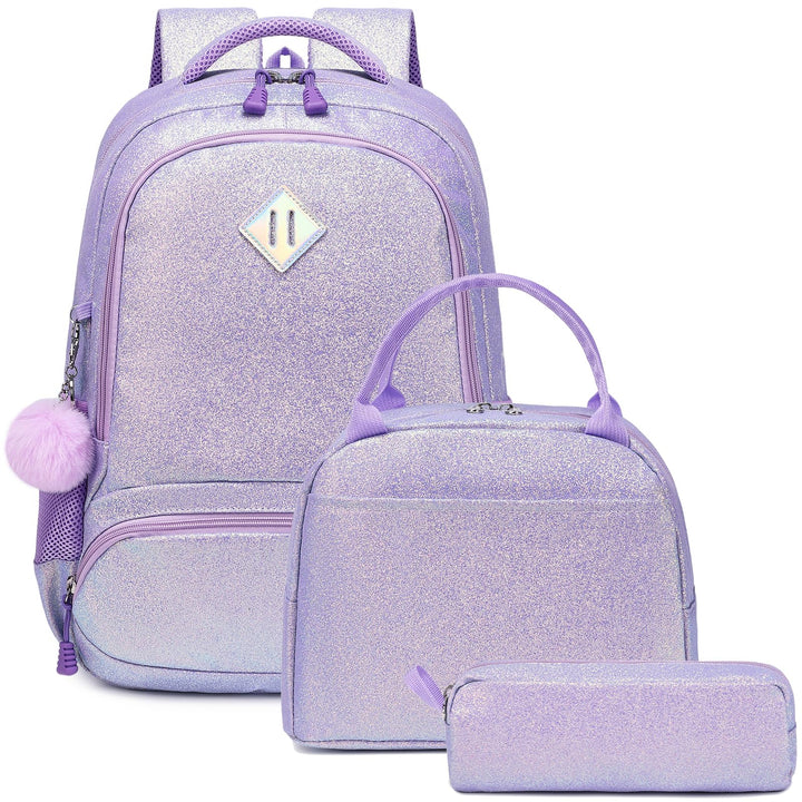 Kimwadalh Schultaschen Kinder Mädchen Rucksack Glitzer Kinerrucksack Schultaschen Set Bunte Schulruc