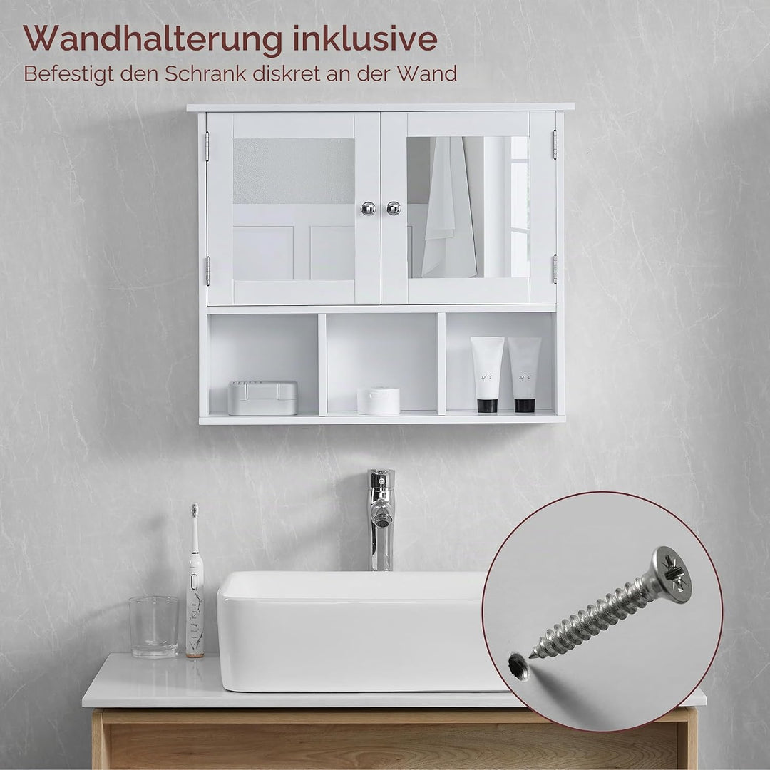 Bath Vida Milano doppelte Tür Badezimmer Spiegelschrank Aufbewahrung Einlegeböden Wand montiert, wei