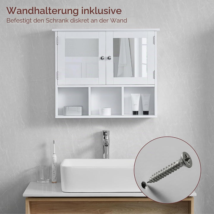 Bath Vida Milano doppelte Tür Badezimmer Spiegelschrank Aufbewahrung Einlegeböden Wand montiert, wei