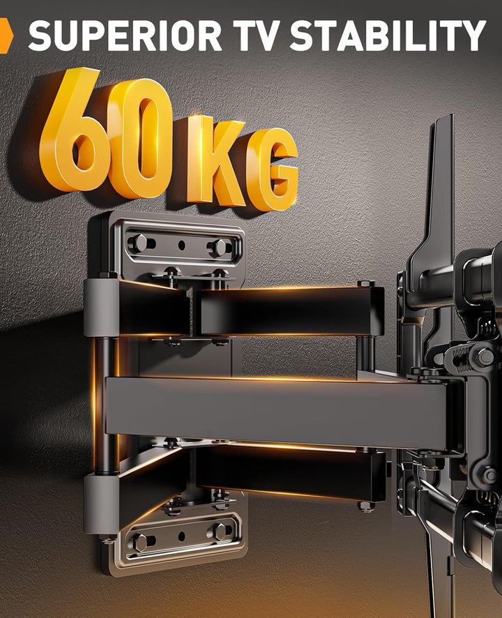 Perlegear TV Wandhalterung für 37-84 Zoll TV bis 50kg, Fernseher Schwenkbar Werkzeugfreier Neigbar,