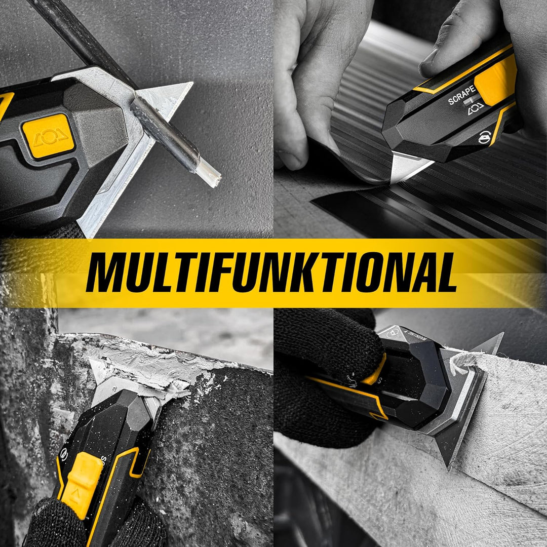 4in1 Cuttermesser Profi mit Trapezklingen – Schabermesser Sicherheitsmesser Universalmesser Teppichm