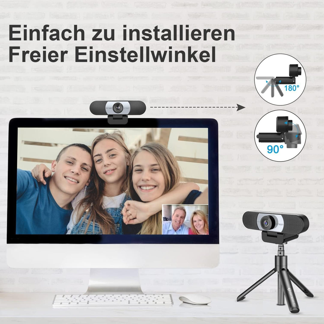 EMEET Full HD Webcam - C960 1080P Webcam mit Objektivabdeckung & Dual Mikrofon, 90 ° Streaming Kamer