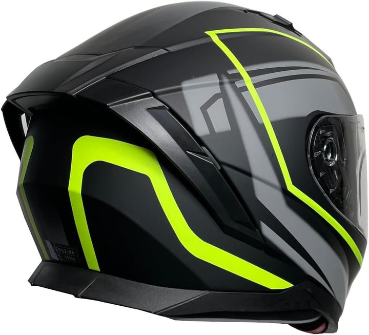 Integralhelm Helm Motorradhelm RALLOX 708 neon gelb grün schwarz matt S M L XL Grösse M, M