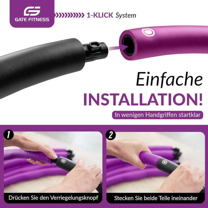 GATE FITNESS Hula Hoop Reifen Erwachsene und Kinder zum Abnehmen [1,2kg / 1,5kg / 2kg] | 6 bis 8 Seg