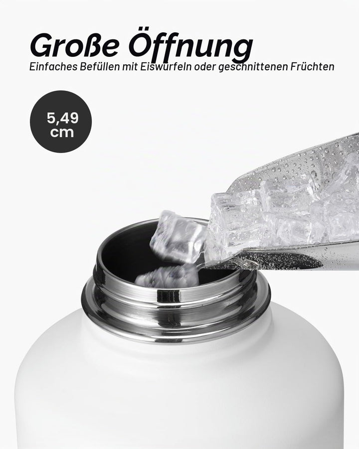 Coolflask Isolierte Wasserflasche mit Strohhalm und 3 Deckeln, 1,8 l Wasserkrug, grosser Metall-Edel