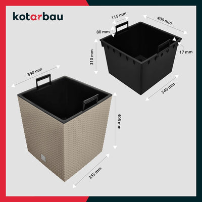 KOTARBAU® Blumentopf 400 mm Mocca Übertopf mit Innentopf für Pflanzenzucht 400x400x408 mm Mocca, 400