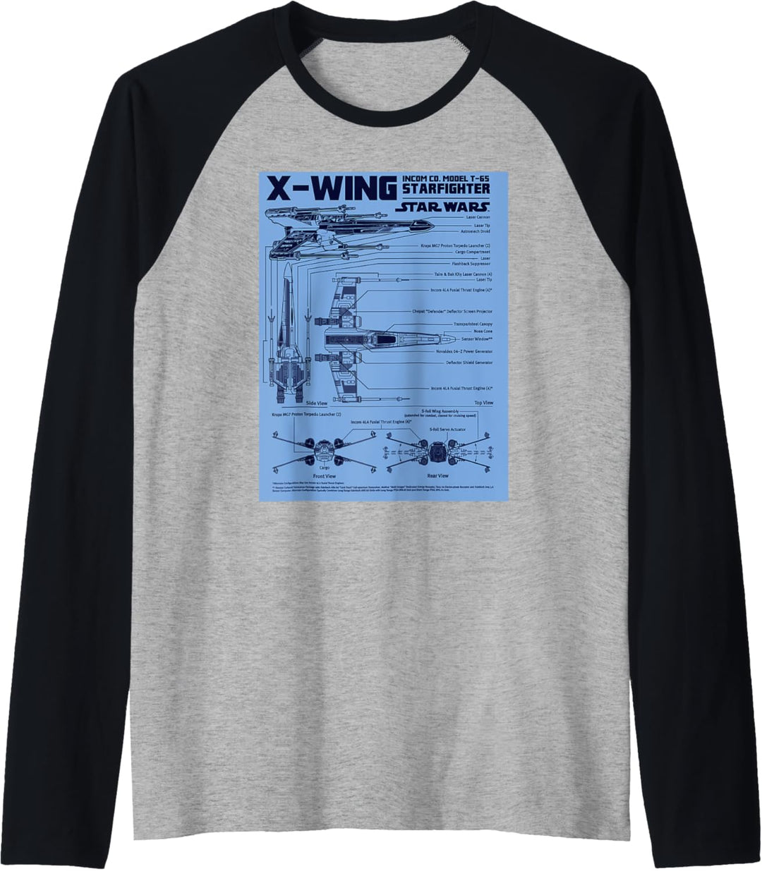 Star Wars X-Wing Schematic Specs Raglan