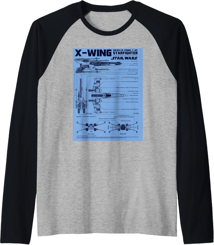 Star Wars X-Wing Schematic Specs Raglan