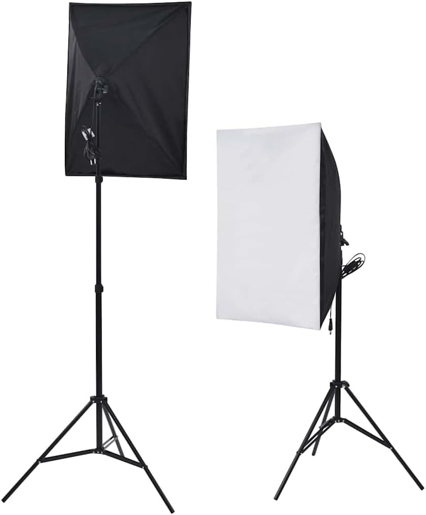 vidaXL Fotostudio Set Hintergrundsystem Softbox Studioleuchte Schirm Stativ