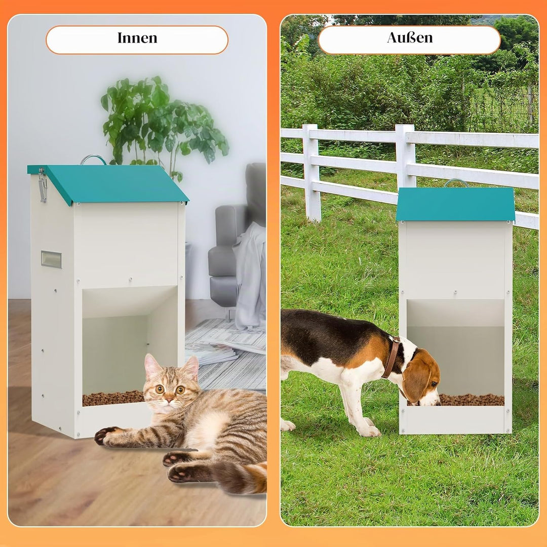 Svaoumu Verzinkter Automatischer Hundefutter-Spender 6 kg Aussen-Schwerkraft-Metallfutter-Spender fü