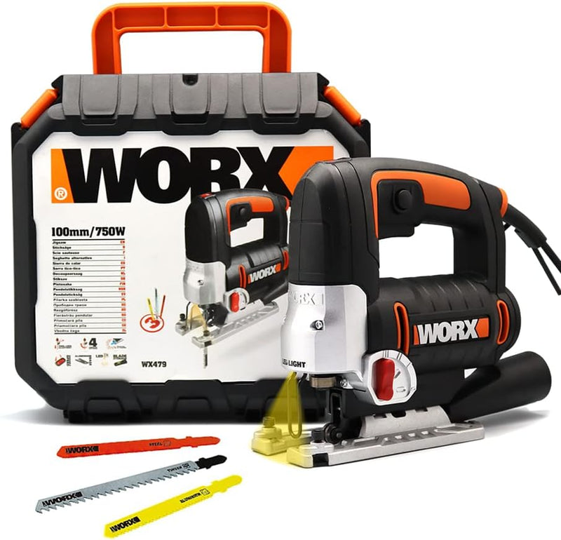 WORX WX479 Pendelhub-Stichsäge WX479, 750W – Handsäge mit 4-fach Pendelhub für präzises & kontrollie