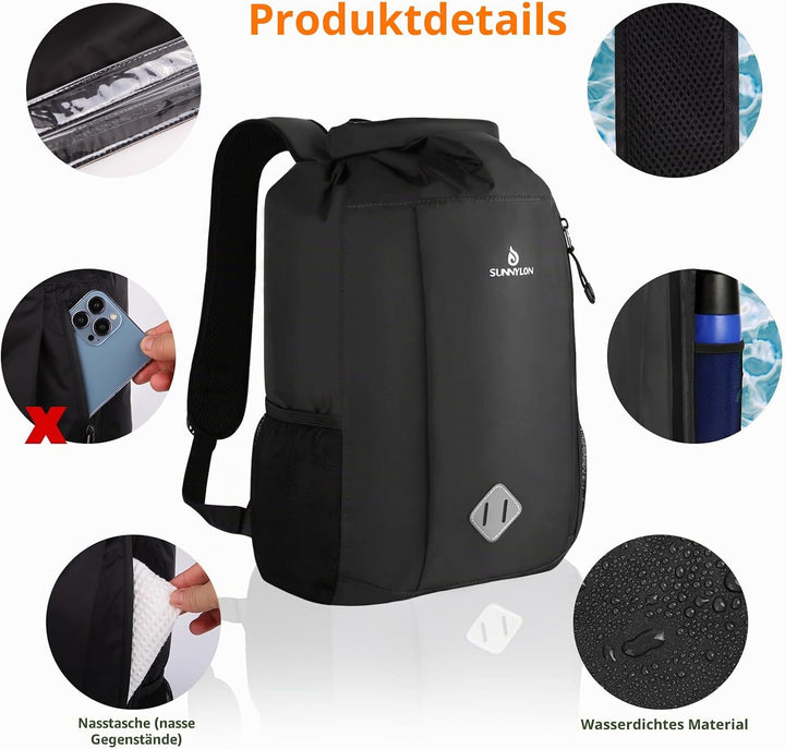 Wasserdichter Dry Bag Rucksack,20L IPX8 Wasserfester rucksack Rolltop mit Handyhülle,Wasserdichte ta
