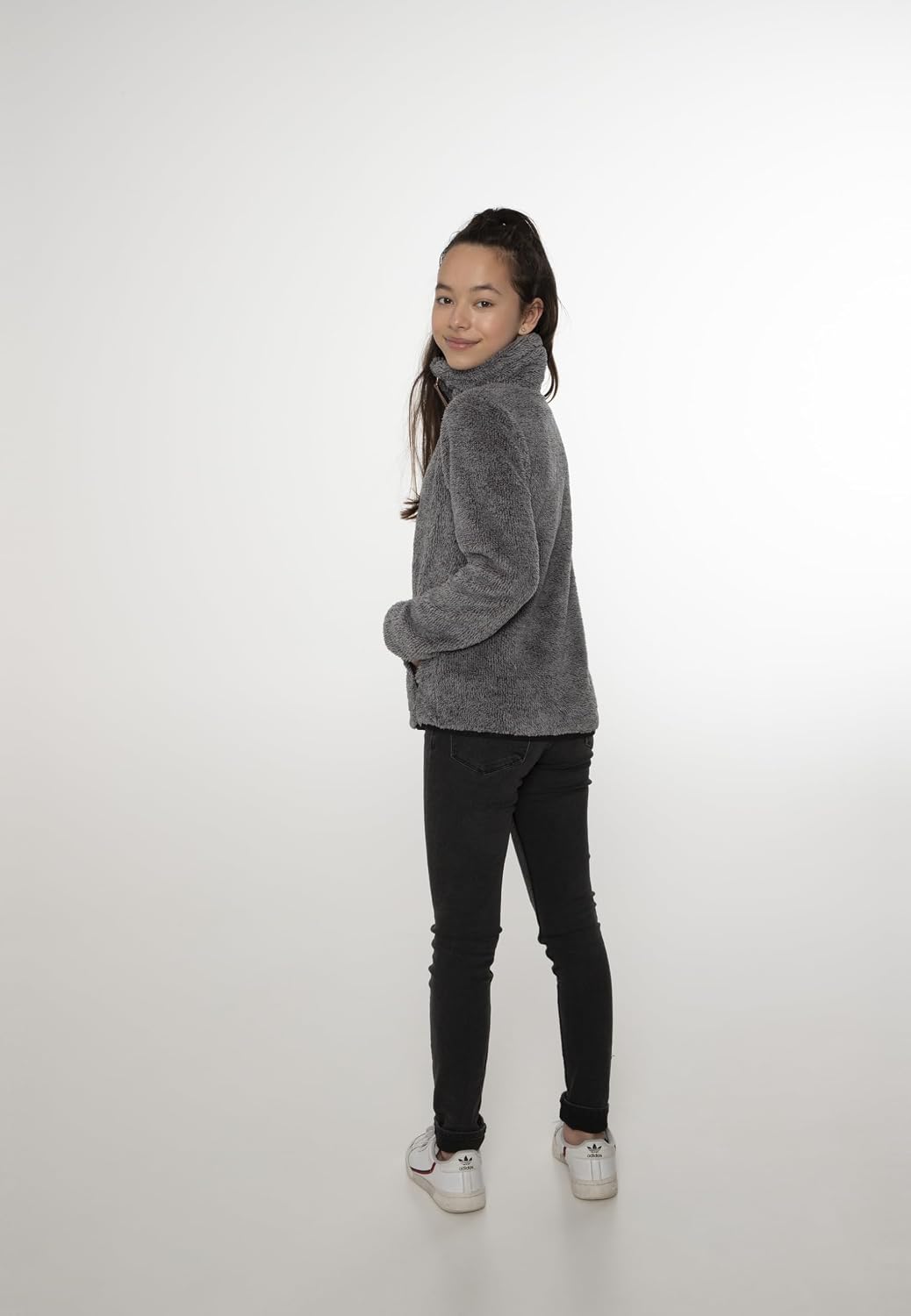 Protest Mädchen Oberteil Mit Durchgehendem Reissverschluss Riri JR 164 Dark Grey Melee, 164 Dark Gre