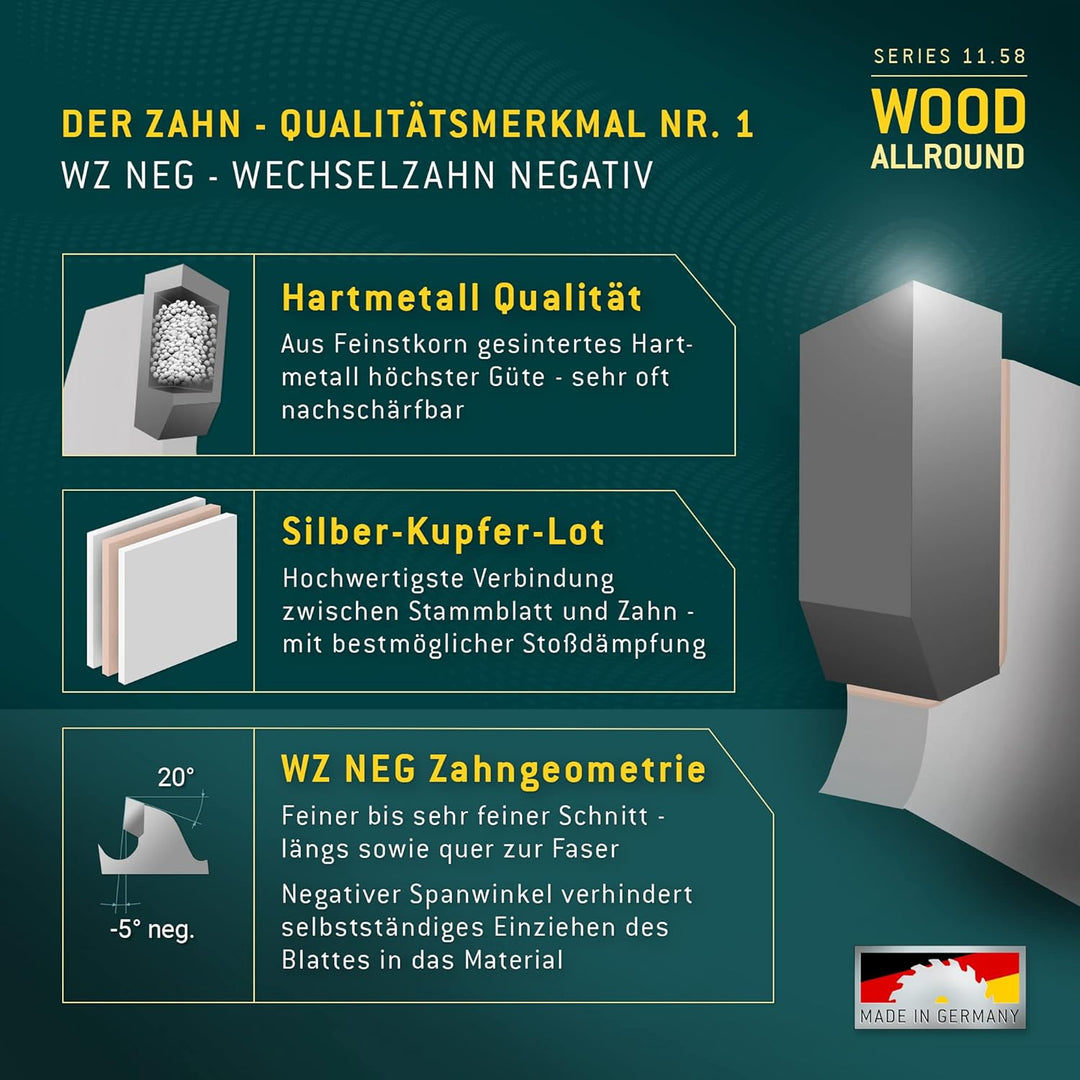 Bayerwald - HM Kreissägeblatt für Holz - Ø 254 mm x 2.8 mm x 30 mm | WZ negativ (60 Zähne) | für Kap