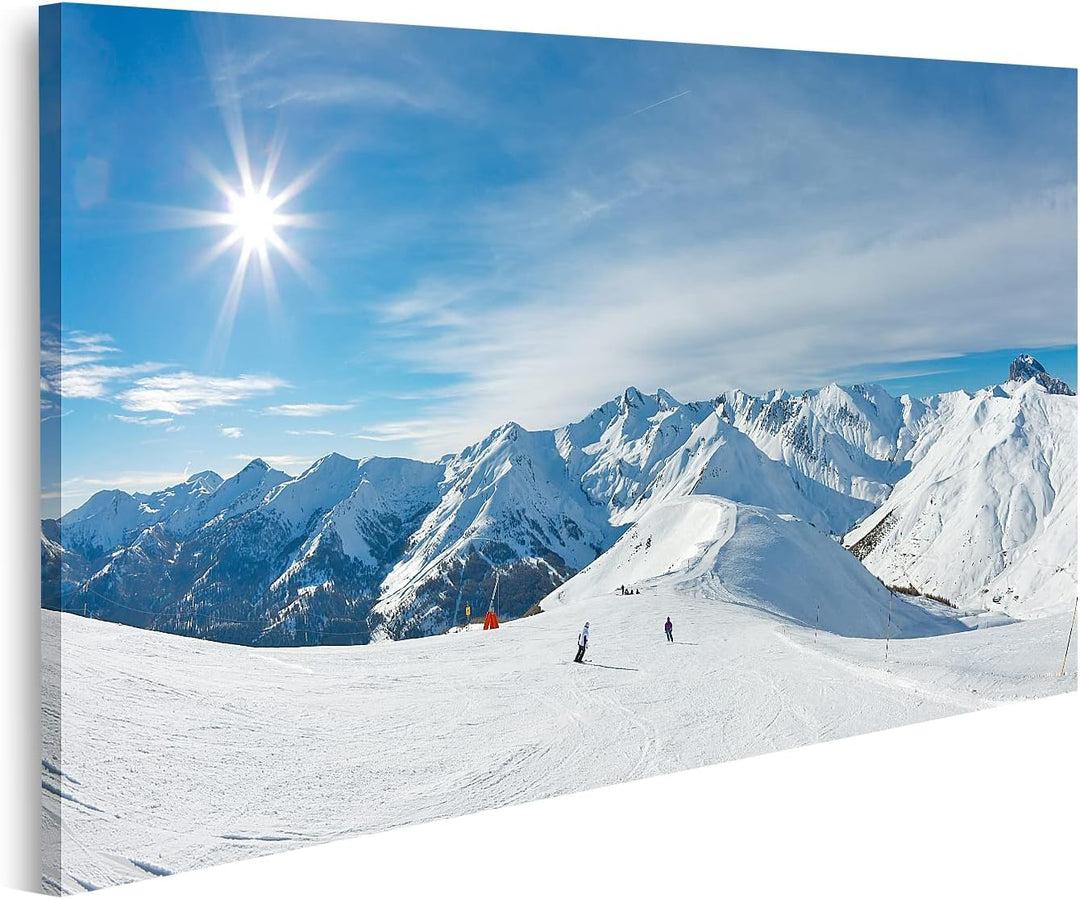 islandburner Bild auf Leinwand Skipiste In Den Bergen Wandbild Poster Kunstdruck Bilder Format: 100x