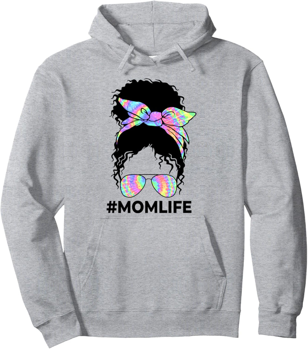 Mom Leben unordentliches Haar Bun Tie Dye Spass Frauen Mutter Pullover Hoodie