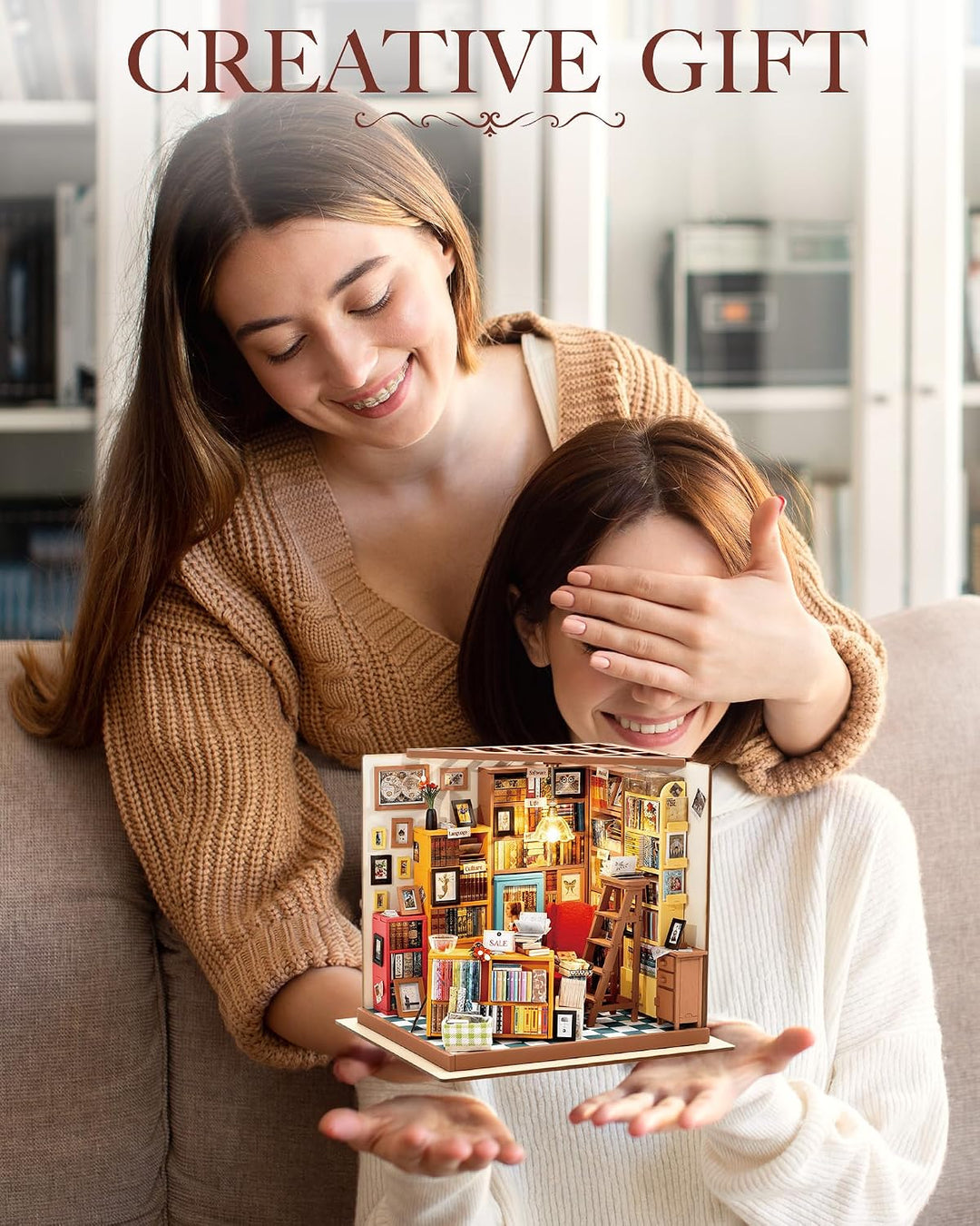 Rolife Miniatur Puppenhaus Kit DIY Holz Bibliothek Haus Modell für Mädchen und Jungen Kinder 14 15 1