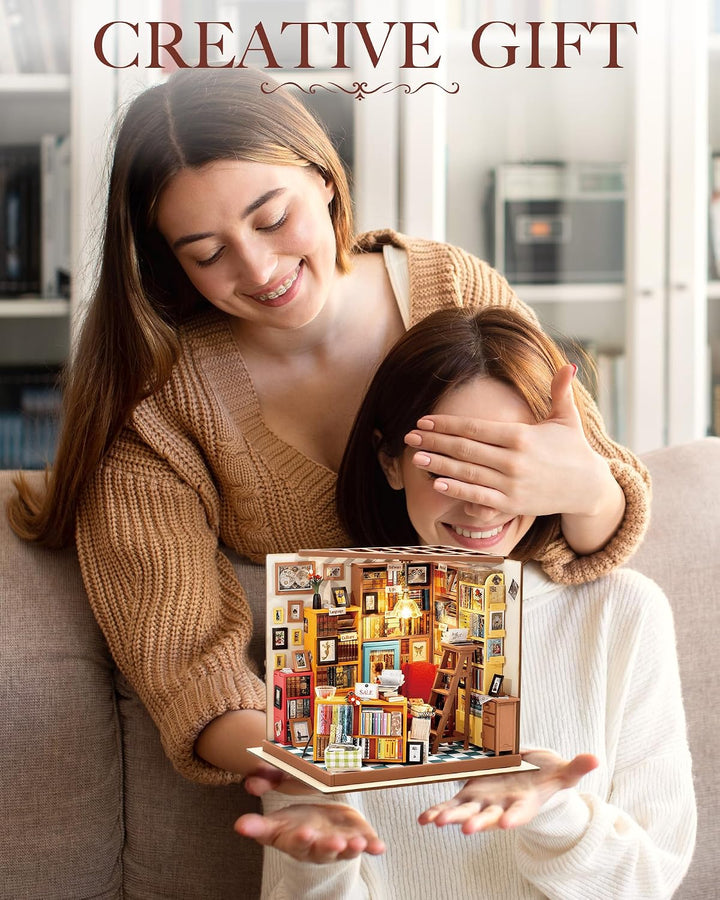 Rolife Miniatur Puppenhaus Kit DIY Holz Bibliothek Haus Modell für Mädchen und Jungen Kinder 14 15 1
