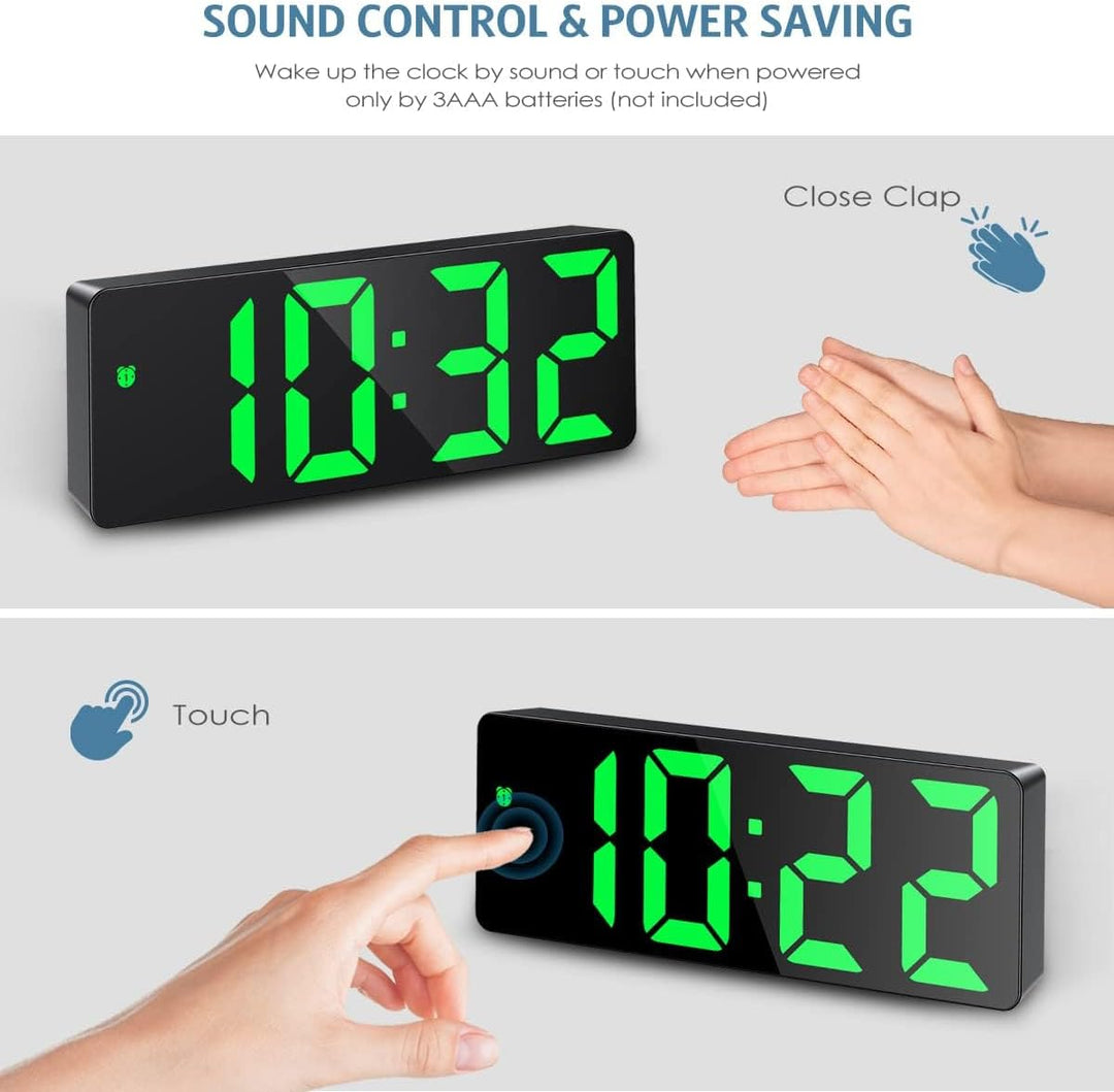 Digitale Wecker, LED Uhr, Tischuhr mit Temperaturanzeige, Reisewecker, einstellbare Helligkeit, 12/2