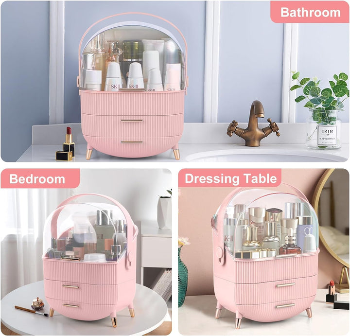 Make-up-Aufbewahrungs-Organizer, Hautpflege-Organizer, Kosmetik-Vitrine mit staubfreier Abdeckung, t