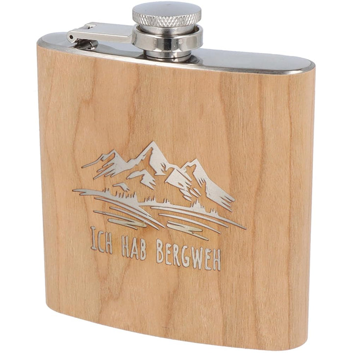 Spruchreif | Flachmann aus Edelstahl mit Gravur | Flachmann aus Holz | Outdoor Geschenk | Geschenkid