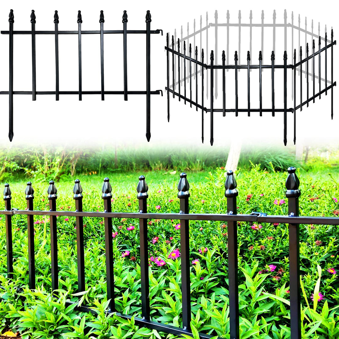 Thealyn Metall dekorative Gartenzaun 57cm (L) x 45cm (H) (5 Panels, Gesamtlänge 2.85m), Metall Grenz