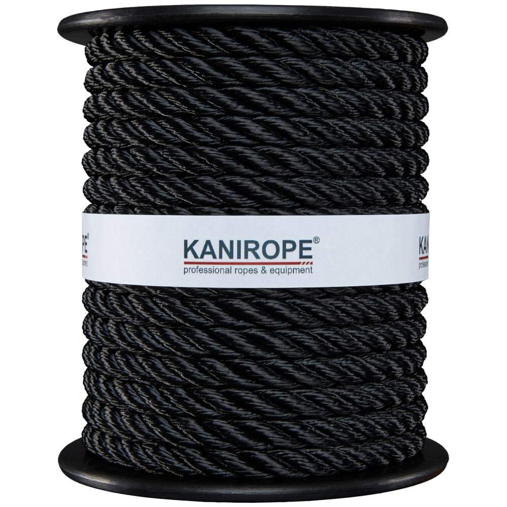 Kanirope® Polyester Tauwerk Polyesterseil POLYTWIST ø12mm 220m Schwarz 3-litzig gedreht, 220m Schwar