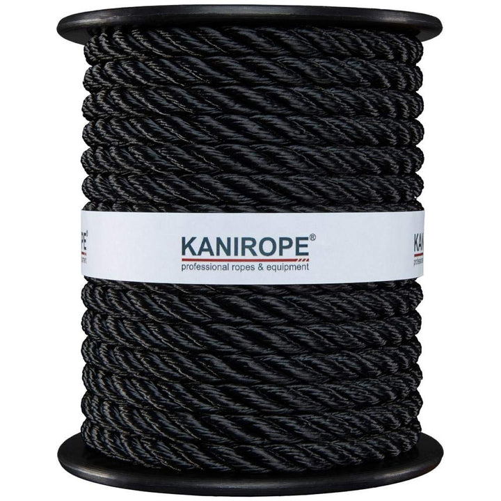 Kanirope® Polyester Tauwerk Polyesterseil POLYTWIST ø12mm 220m Schwarz 3-litzig gedreht, 220m Schwar
