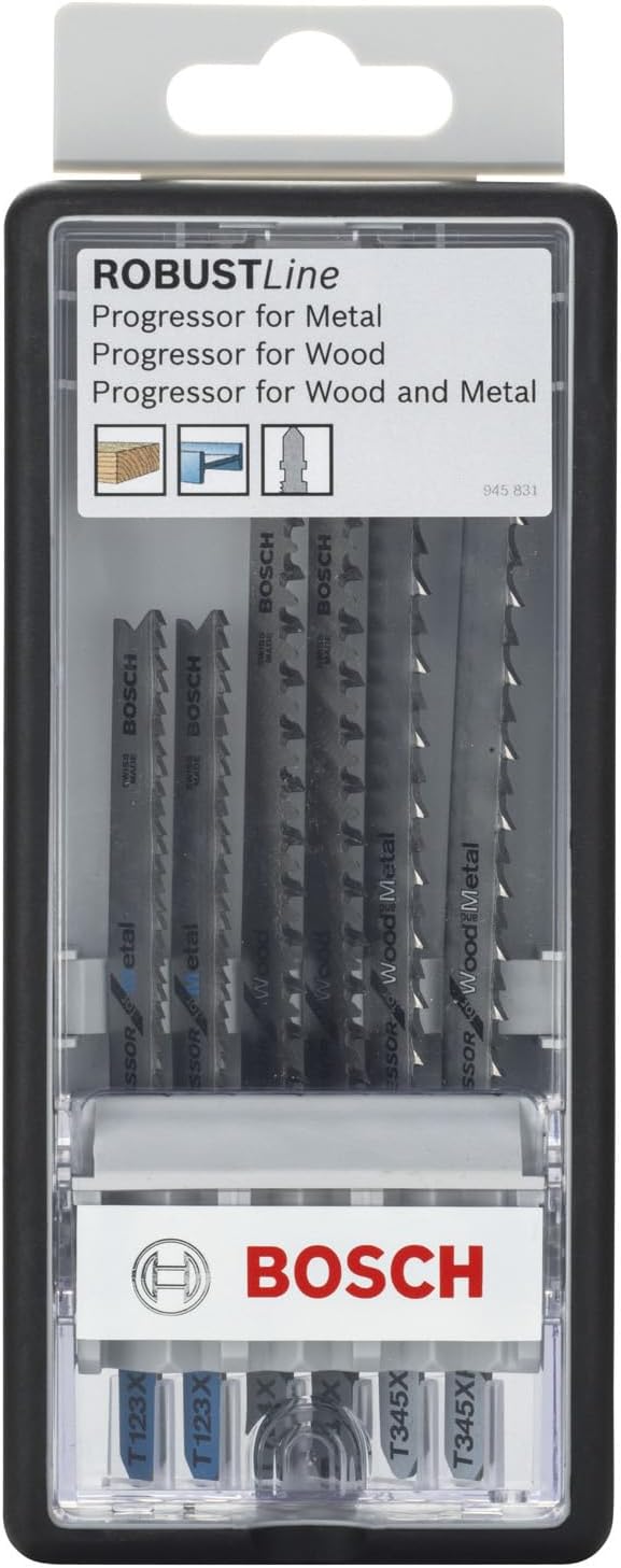 BOSCH 2607010531 Stichsägeblatt ROBUSTLINE 6er Progressor Set, T-Schaft, T-Schaft