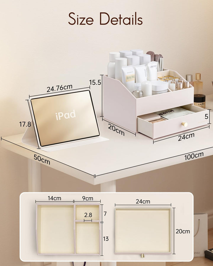 Vlando Make up Organizer mit 2 Schubladen, Schminktisch Organizer, Kosmetik Organizer, Schmink Organ