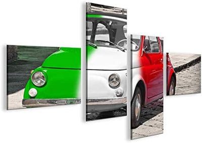 islandburner Bild Bilder auf Leinwand FIAT 500 4L XXL Poster Leinwandbild Wandbild Dekoartikel Wohnz