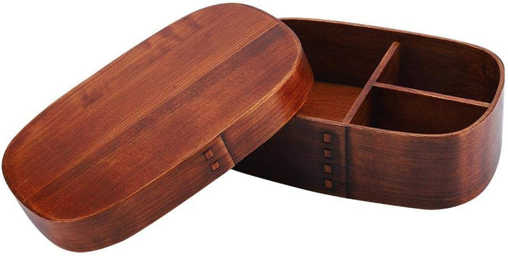 Holz-Lunch-Container-Box, tragbare Bento-Boxen Vintage Leakproof Food-Vorratsbehälter mit festem Gur