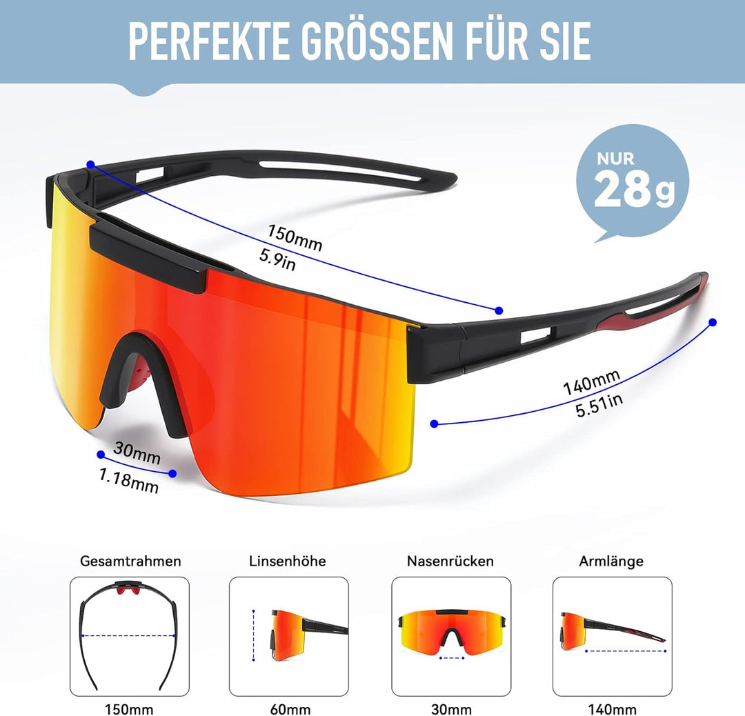 suoso Sportbrille-Sonnenbrille Herren-Damen-Fahrradbrille-Sunglasses men Polarisiert UV400 Damen Ski