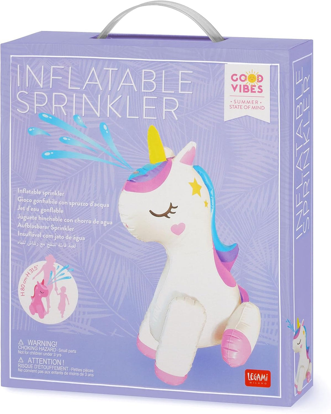 Legami - Aufblasbares Spiel mit Wasserspritzer - Inflatable Sprinkler, Einhorn spritzt Wasser, ideal