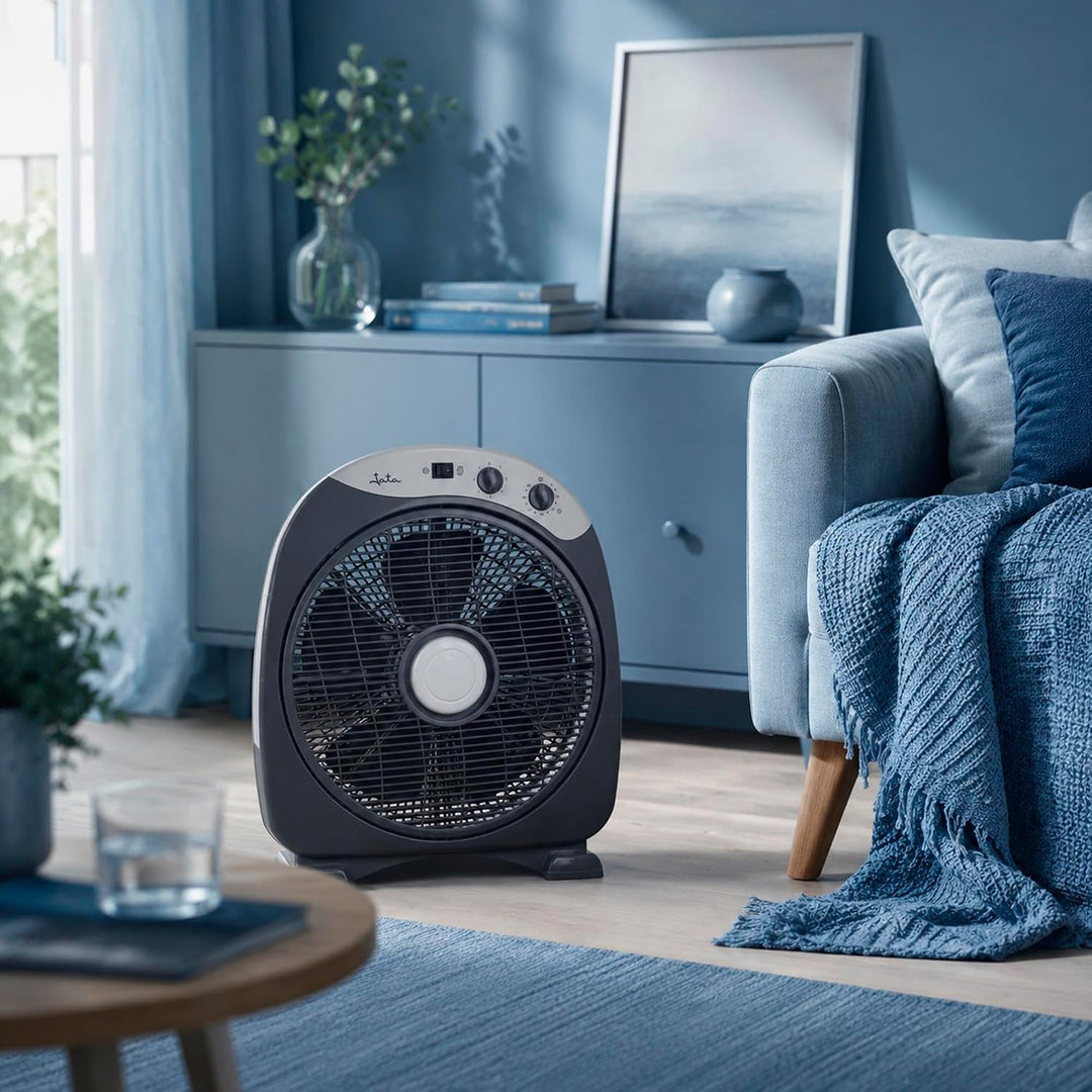 JATA JVVS3015 Bodenventilator, 3 Geschwindigkeitsstufen, 60-Minuten-Timer, Drehgitter, Masse: 38 x 1