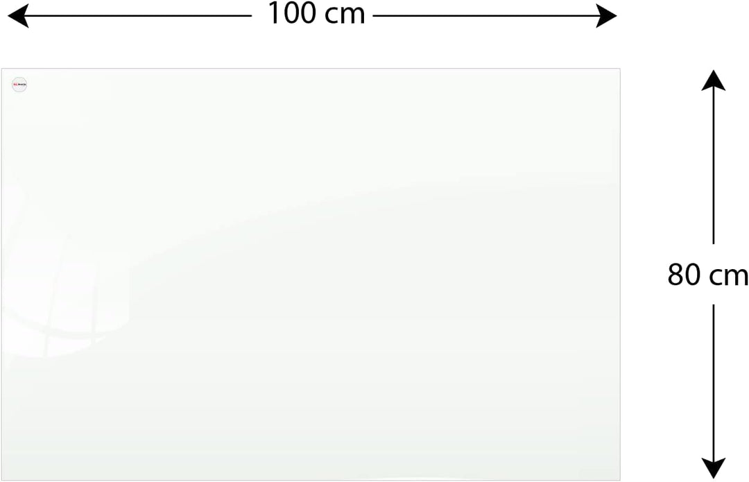 ALLboards Glasboard Magnetisch Weiss 100x80cm, Rahmenlos, Glastafel, Magnettafel, Gehärtetes Glas, W