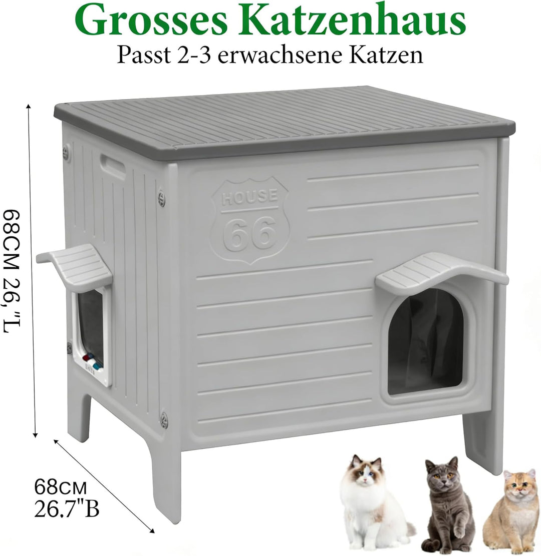 HiCaptain Katzenhaus Outdoor Winterfest Katzen Kunststoff verwildert Outdoor-Katzenhaus Welpenunterk