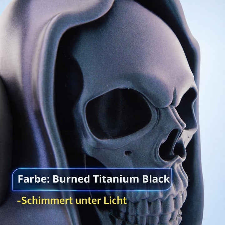 OSAZEE Totenkopf Kopfhörerständer – Skull Headphone Stand Burned Titanium Black | Premium Kopfhörerh