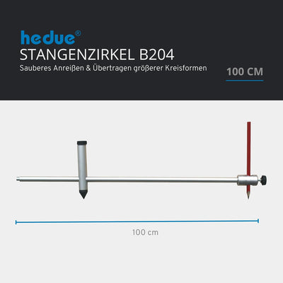 hedue® Stangenzirkel 100 cm - Präzisions Zirkel gross, Anreisszirkel aus eloxiertem Aluminium, Profi