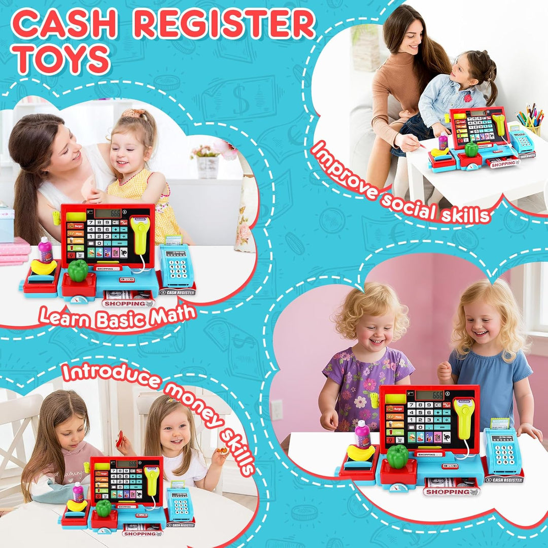 Elektronische Kasse Spielzeug für Kinder,Supermarktkasse für Kinder,Kinder Kasse Spielzeug,Spiel Sup