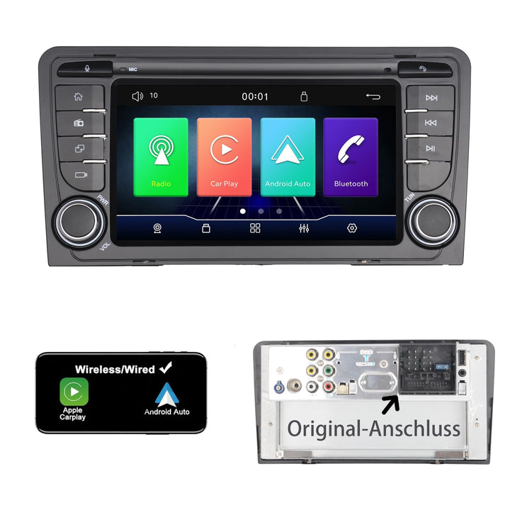 Spezialanschluss-Linux-Autoradio für Audi A3 8P / S3 / RS3 / Sportback | Kabelloses CarPlay/Android