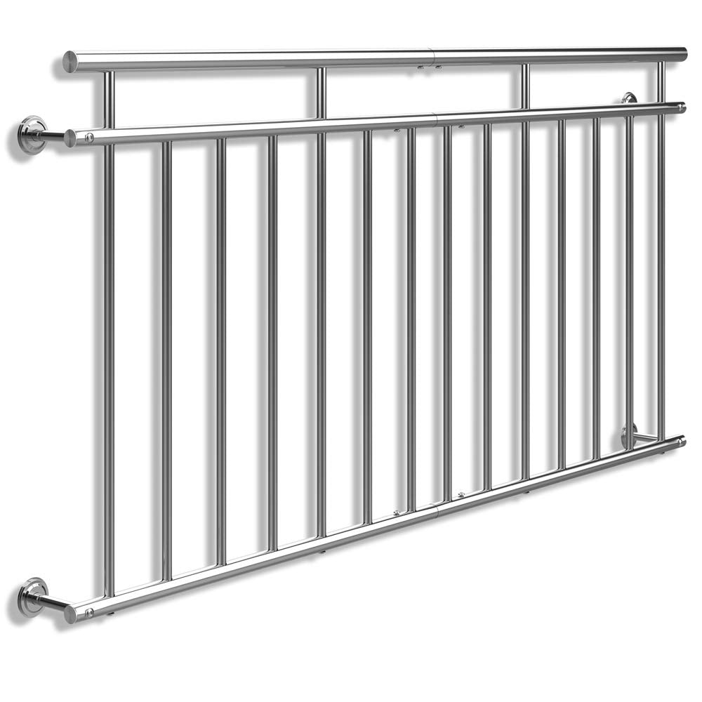 MONZANA® Französischer Balkon Edelstahl Pflegeleicht 90x184cm 14 Füllstäbe Balkongeländer Terrasseng